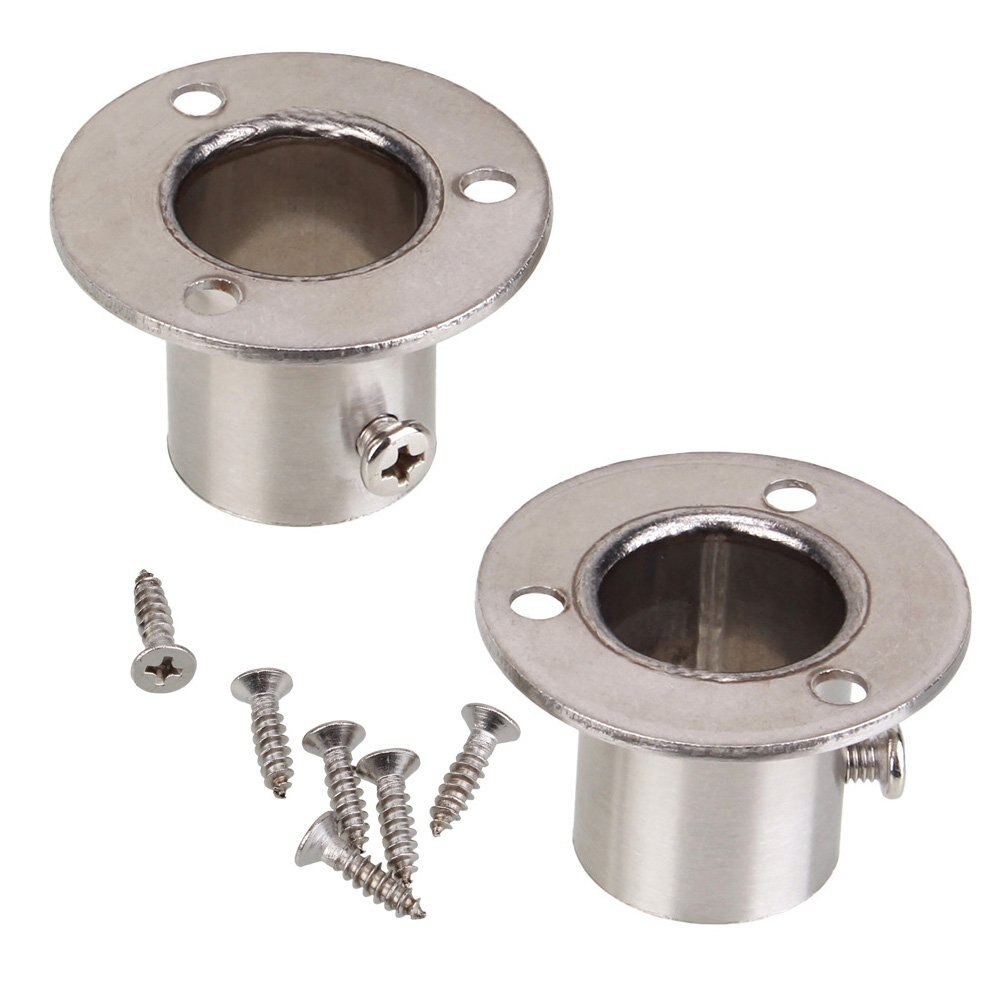 Sølvflange skabsbeslag hængestangsskinne 4mm monteret hul 19mm diameter pakke  of 2