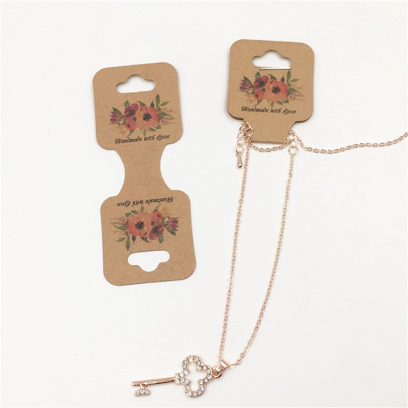 100pcs Kraft di Carta di Nuovo Modo Della Collana Tag 9x3.5cm Flamingo/Bello Del Fiore Dei Monili display Hang Etichette carta