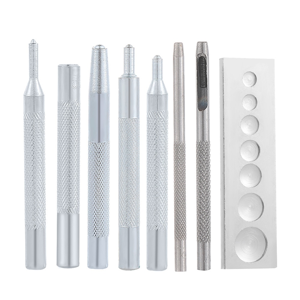1/11pcs Metal DIY Leather Craft Tool Set Die Hole Punch Snap Fasteners Press Studs Rivet Setter Base Kit Leather craft