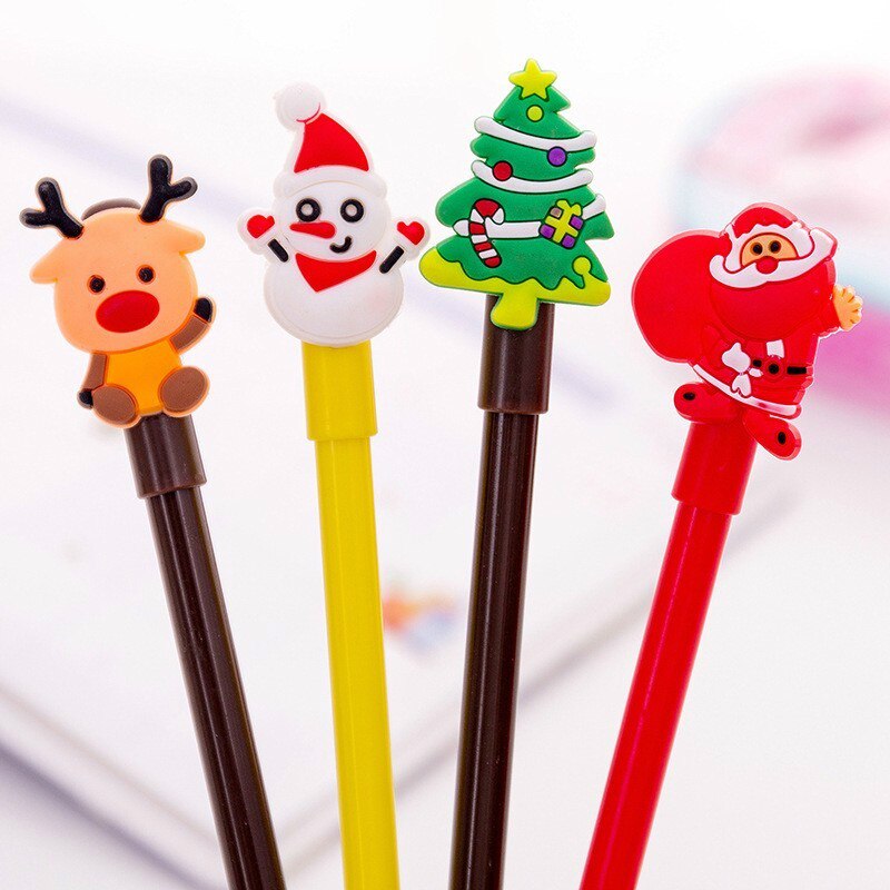 4 Pcs/set Cartoon Christmas Tree Santa Claus Snowman Elk Gel Pens for School Office Supply Escolar Papelaria Gel Pen Stationery