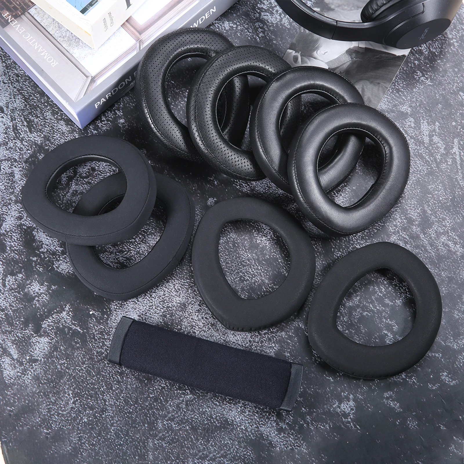 2 stk. udskiftelige ørepuder i fåreskind til sennheiser  hd800 hd800s hovedtelefoner, ørepuder, pandebåndsbetræk, pude til sennheiser  hd800s