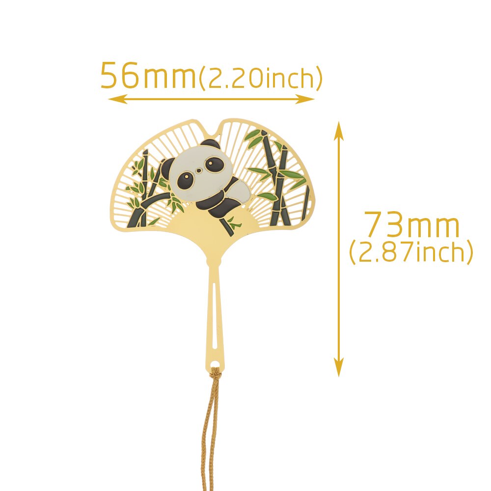Cute Popular Retro Chinese Style Metal Bookmark Panda Pendant Hollow Bookmark Book Tassel Pagination Mark Stationery Supply