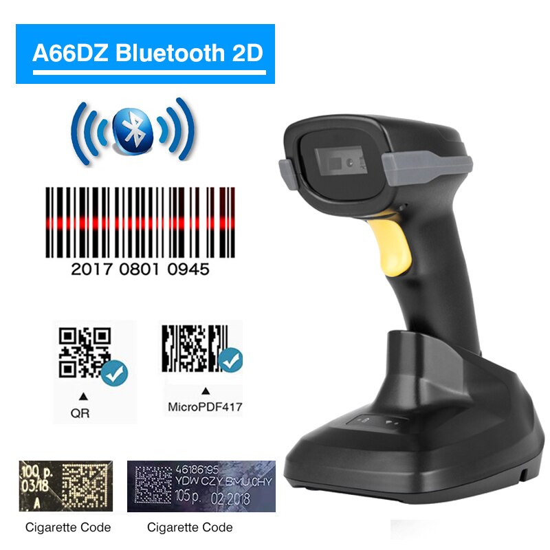 HSTEM 1D 2D Barcode Scanner Handheld 2.4G Bluetooth Wireless USB Wired Bar Code Reader Support For Data Matrix PDF417 QR Code