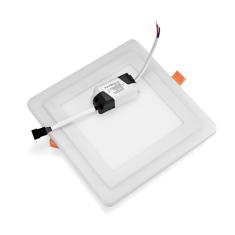 Panel de luz LED de 3 modos, 3 + 3W, 6 + 3W, 12 + 4W, 18 + 6W, Panel cuadrado redondeado, foco LED AC110, 220V, luz empotrada interior