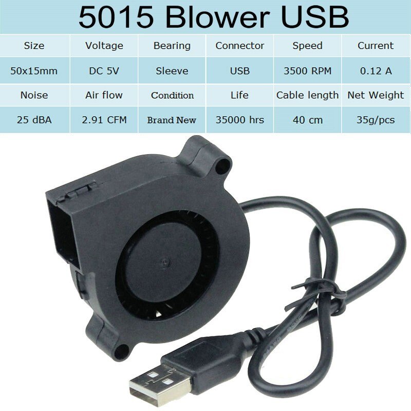 2 stycken mycket pc dator kylning kylare dc centrifugalfläkt usb 5v 6015s 60 x 60 x 15mm 60mm 75mm 7515 7530 50mm 5015: 5015 fläktar usb