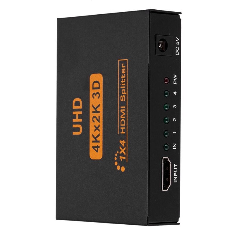 Ultra HD 4K 4 Port HDMI Splitter 1X4 Repeater Amplifier 1080P 3D Hub 1 in 4 Out EU Plug