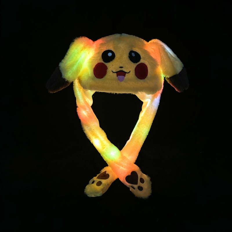 Chapeau de lapin de dessin animé japonais, oreille en peluche brillante, chapeau de saut mobile, oreilles rampantes lors de la pattes, chapeaux de Cosplay d'animaux mignons: Rose