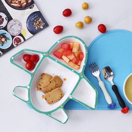 EECAMAIL – assiette colorée de style avion dessin animé, assiette de fruits et légumes, assiette de bol de riz pour enfants, vaisselle auxiliaire: B