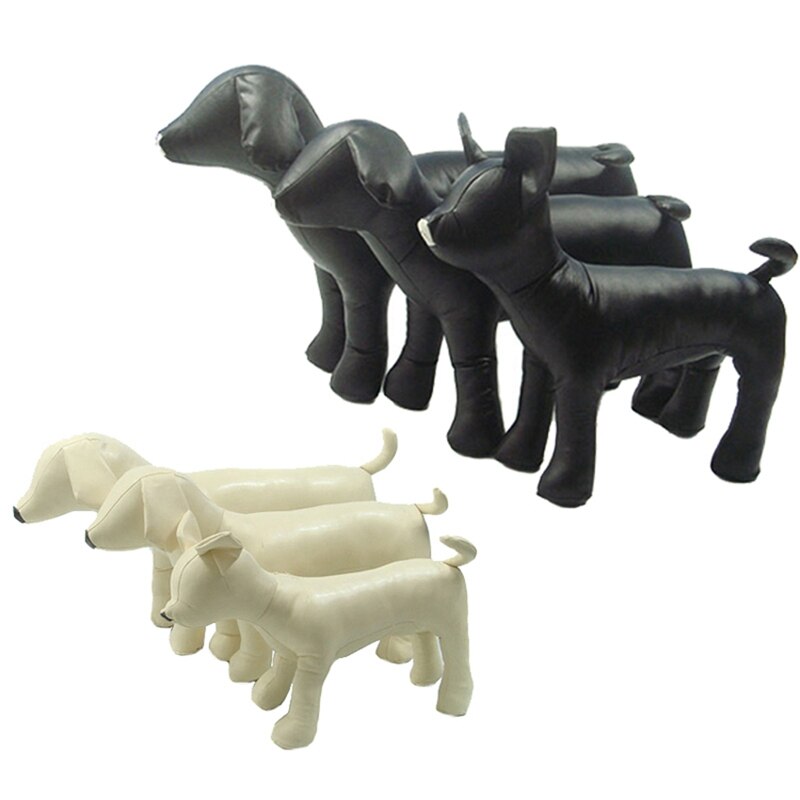 Leather Dog Mannequins Standing Position Dog Models Toys Pet Animal Shop Display Mannequin White M