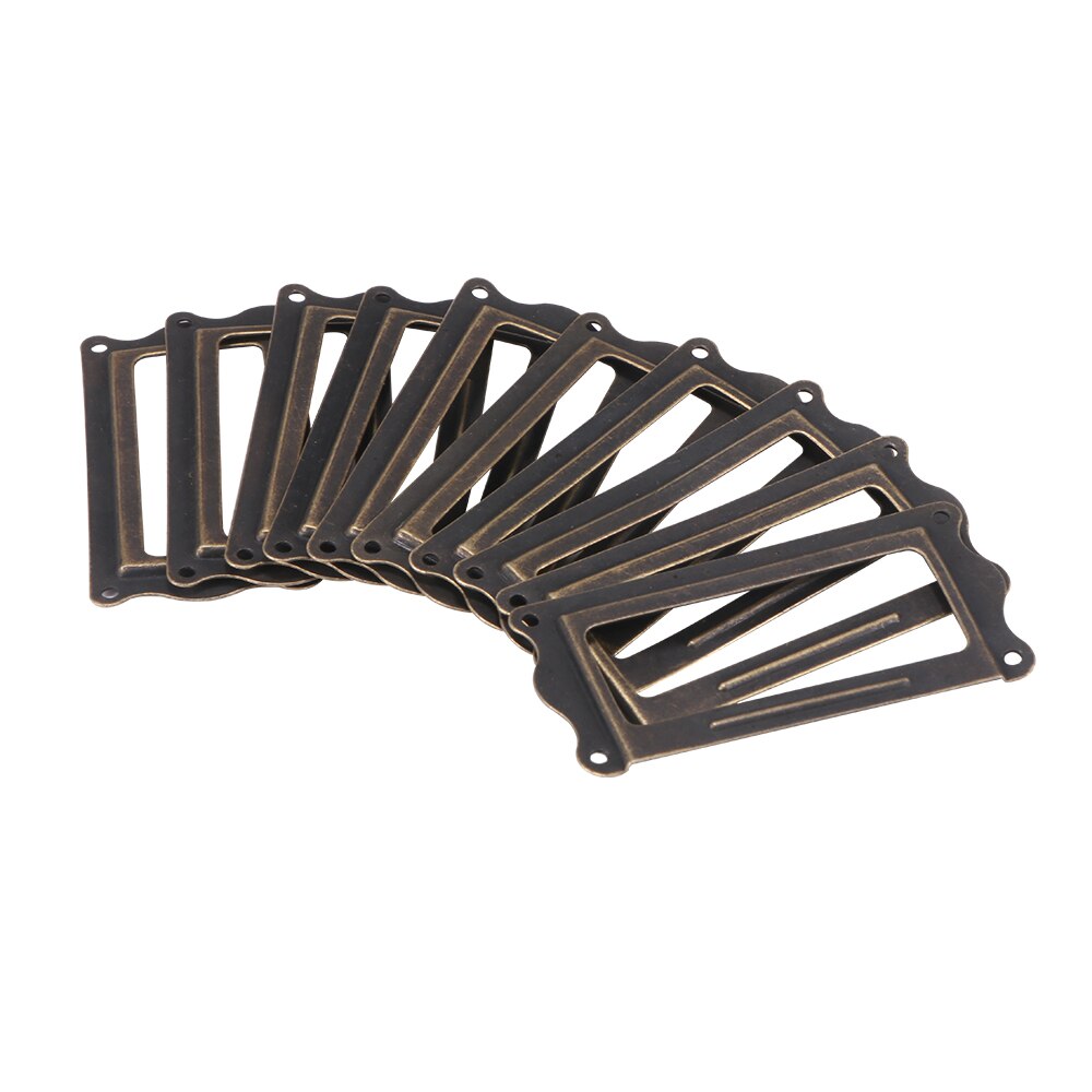 10pcs Antique Brass Handle Label Pull Frame Name Card Holder Cabinet Drawer Box Case Knob For Furniture Hardware