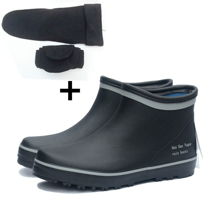 Winter Gummi Rain Männer Bot Kurze Röhre Niedrigen Knöchel Regen Stiefel Wasserdicht Angeln Galoschen Stiefel