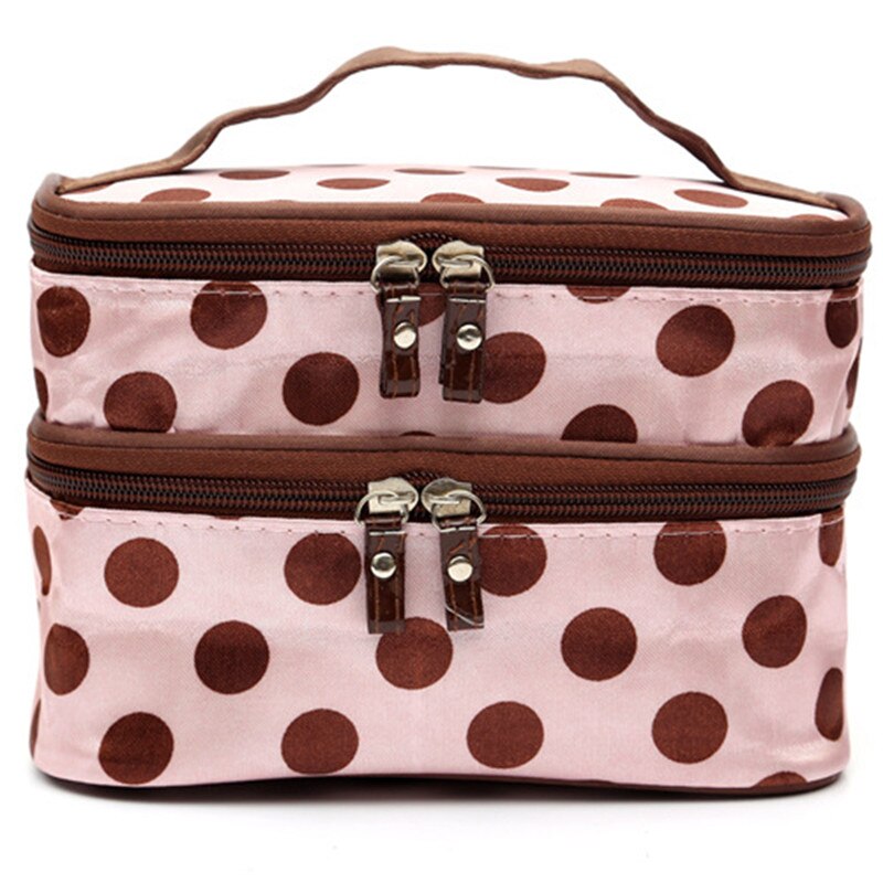 Travel Polka Dot Woman Cosmetic Bag Double Layers Storage Makeup Bag Large Capacity Practical Convenience Lady Makeup Bags: style 5