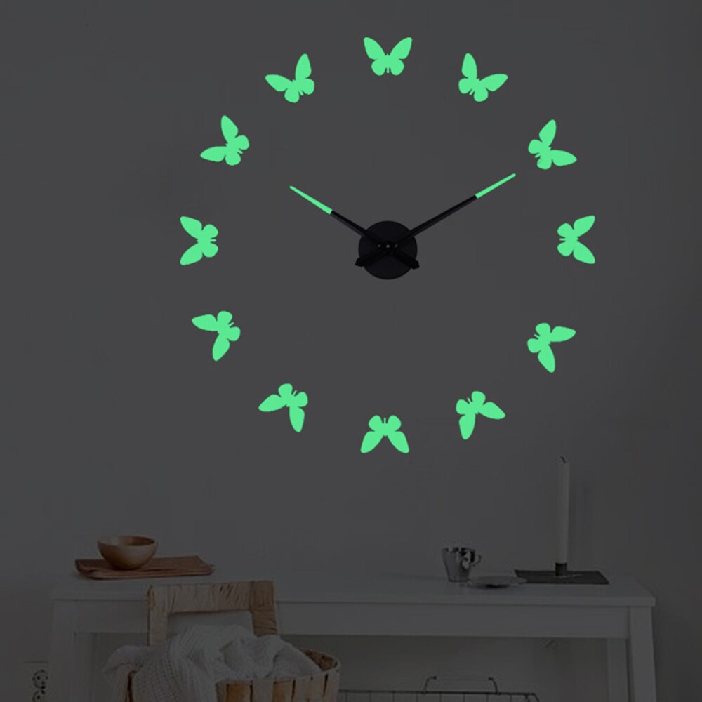 3D Lichtgevende Wandklok Grote Diy Klok Acryl Muurstickers Woonkamer Quartz Naald Horloge Home Decor Reloj De Pared: H