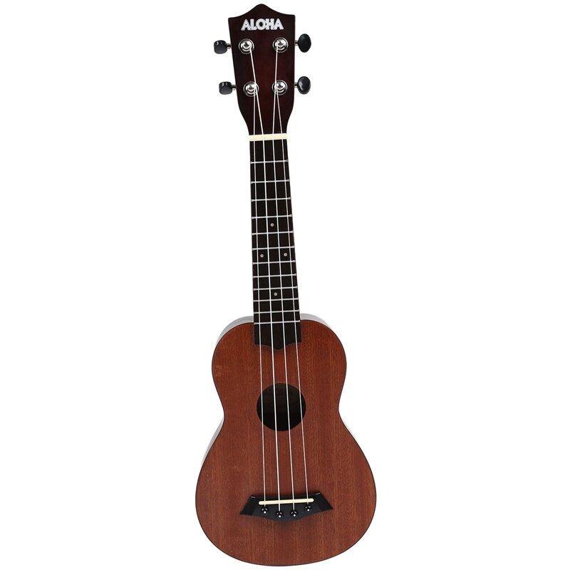 ALOHA 21 Inch Ukulele Beginner Soprano Ukulele Sapele Wood 4 Strings Guitar Mahogany Neck Delicate Tuning Peg