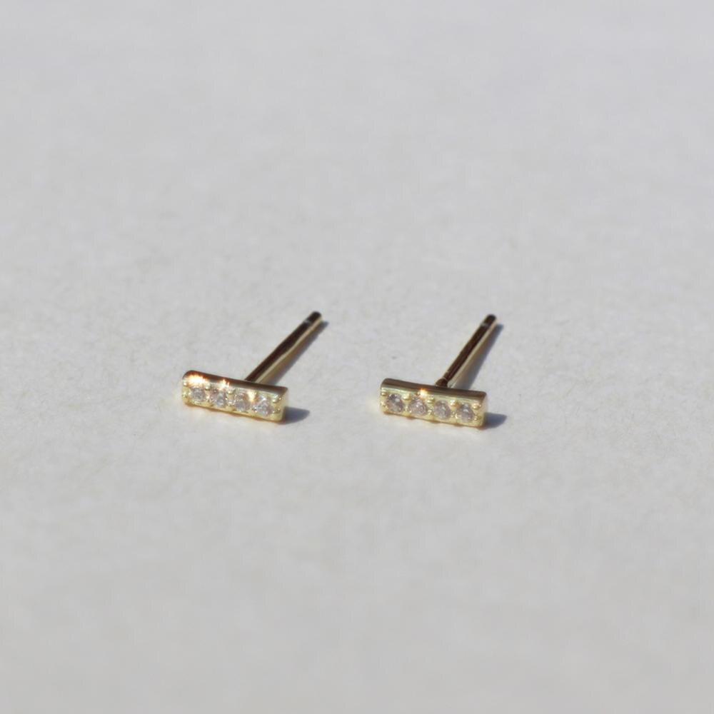 925 Sterling Zilveren Oorbel Mode Persoonlijkheid Zirkoon Onregelmatige Mini Mooie Stud Oorbel Wilde Trend Vrouw Meisje Oor Sieraden: 1pair gold style 2