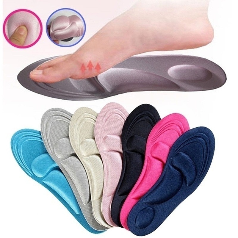 1 paire de semelles orthopédiques 4D pour hommes et femmes, semelles intérieures en éponge, chaussures de Sport confortables, absorbe les chocs, talon en Gel, couleur aléatoire