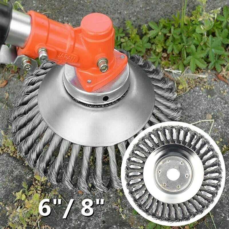 6/8 Inch Steel Wire Grass Trimmer Head Lawn Mower Twisted Wire Wheel Weeding Trimmer Brush Cutter Garden Lawn Supplies