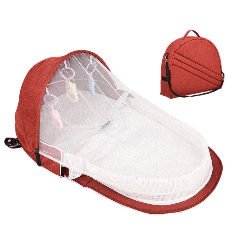 Foldable Portable Bassinet Breathable Mosquito Net Travel Sun Protection Infant Sleeping Basket With Toys