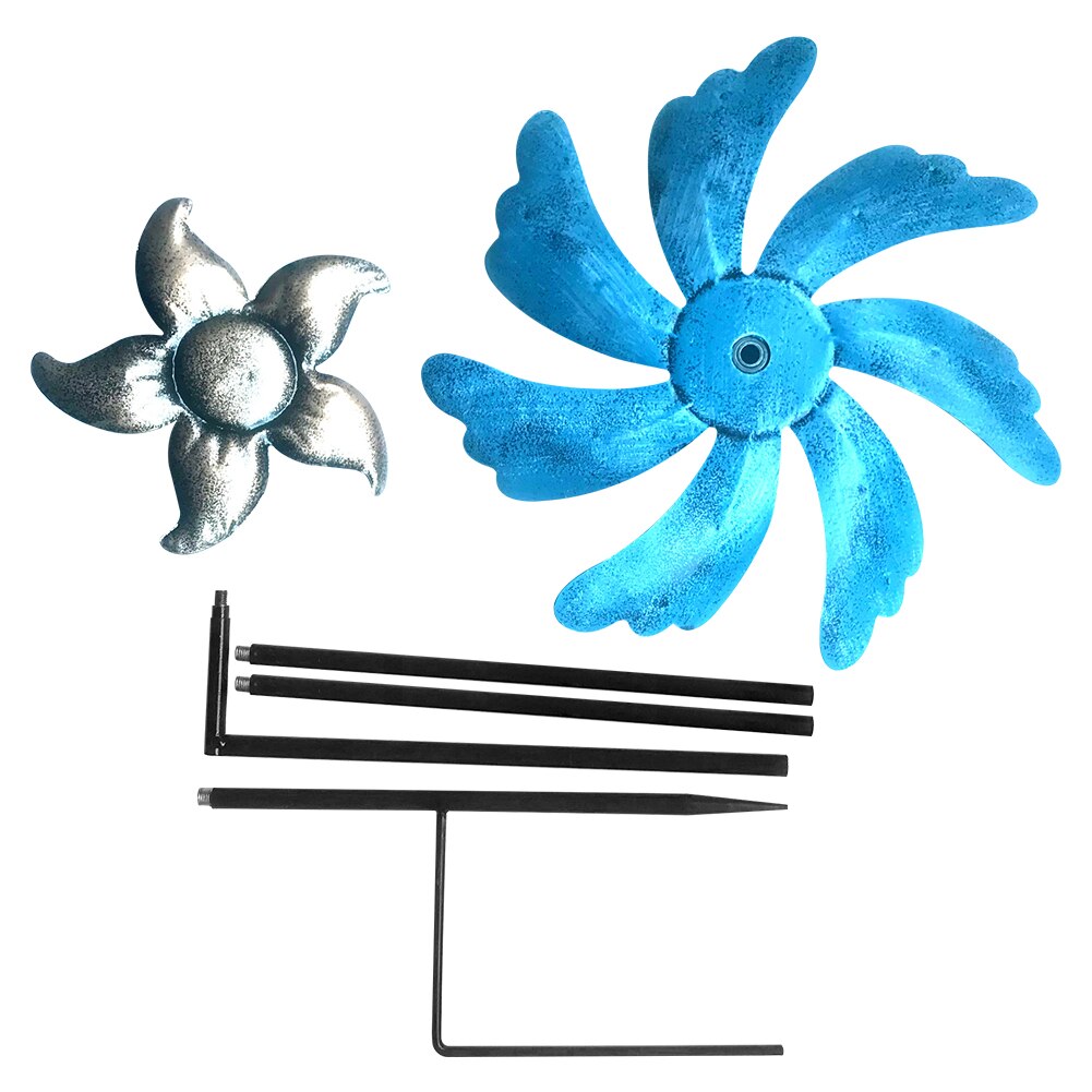 Windmill Garden Decor Outdoor Yard Metal Sculpture Vertical Wind Spinner Weatherproof Patio Lawn Kinetic Ornament Durable