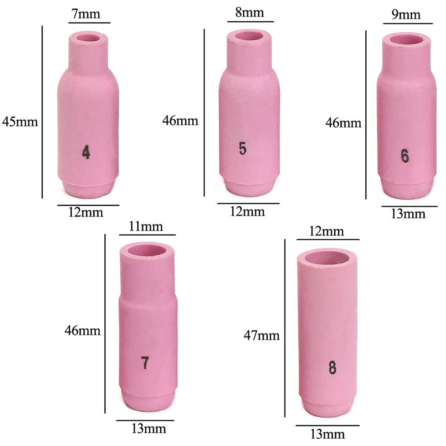 58Pcs Tig Welding Torches Gas Lens Kit Collet Body Alumina Nozzle Consumables Kit Fit Wp-17/18/26 Series Tig Welding Torch Acc