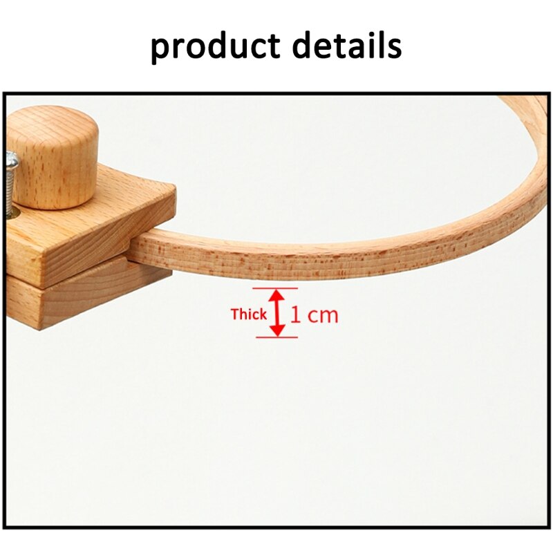 Wooden Embroidery Hoop Stand Holder 360 Degree Rotation Adjustable Embedded Cross Stitch Desktop Frame Clamp Sewing Tool