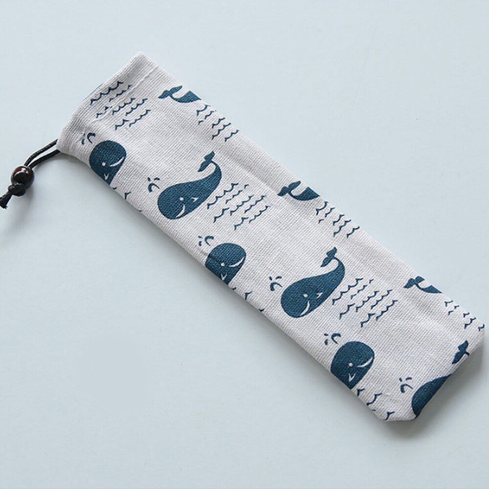 Japan Stijl Bestek Zak Herbruikbare Reizen Koord Pouch Voor Keuken Servies Vork Lepel Bamboe Eetstokjes Reinigingsborstel: 14