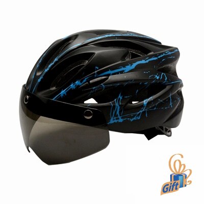 Stijlvolle Zwarte Bril Fiets Helm Ultralight Patroon Fietshelm Riding Mountain Racefiets Integraal Gegoten Fietshelmen: Black blue