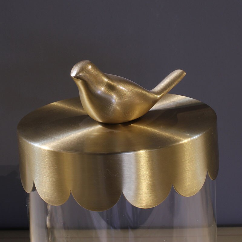 Pot de rangement en verre doré avec couvercle, , décoration animale, organisateur de bonbons, salon, distributeur de céréales, cuisine, décoration de la maison