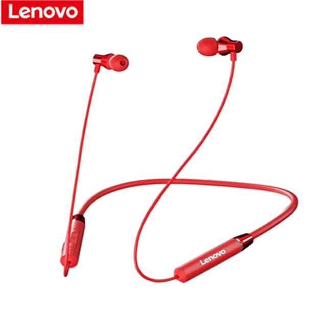 Lenovo HE05 Wireless Bluetooth 5.0 Magnetic Neckband Earphones Headset IPX5 Waterproof Sport Earbud Noise Cancelling Mic: HE05 red