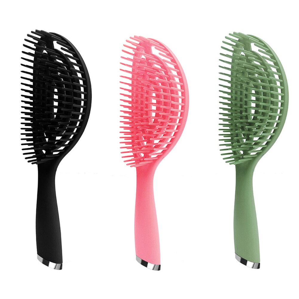 Vrouwen Haar Borstel Elliptische Hollow Out Vormige Kam Massage Hoofdhuid Grote Gebogen Plastic Kam Haarborstel Voor Kappers