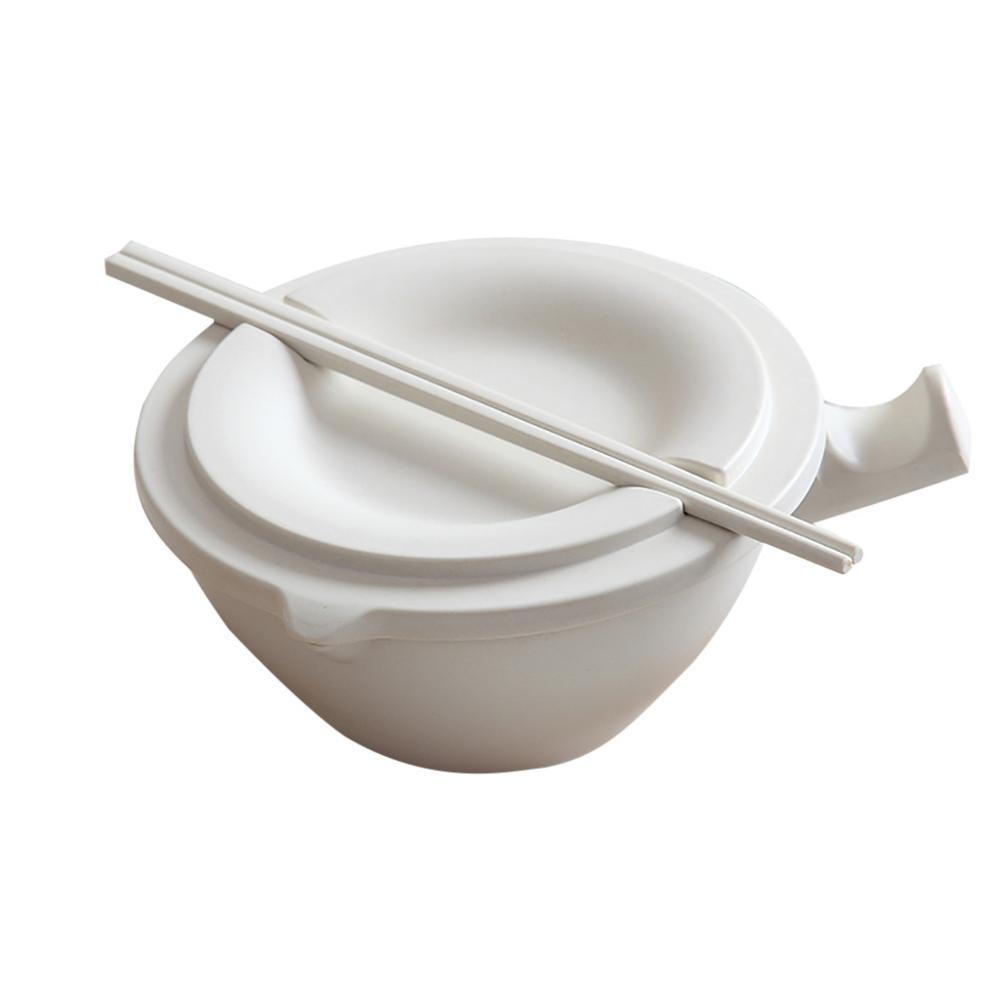 Japanese Bamboo Instant Noodle Bowl With Lid Chopsticks Kitchen Ramen Bowl Food ContainerSoup For Kids Soup Salad Bowl ED: A