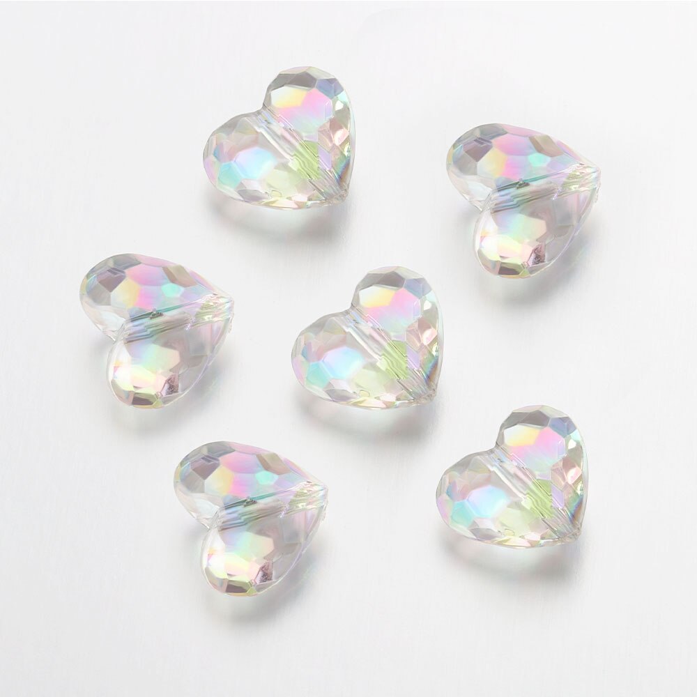 20szt Akrylowe koraliki Love Heart Shiny Mix AB Color Duże kryształowe luźne koraliki dystansowe do naszyjnika Bransoletka Wisiorek Biżuteria: Niebieski