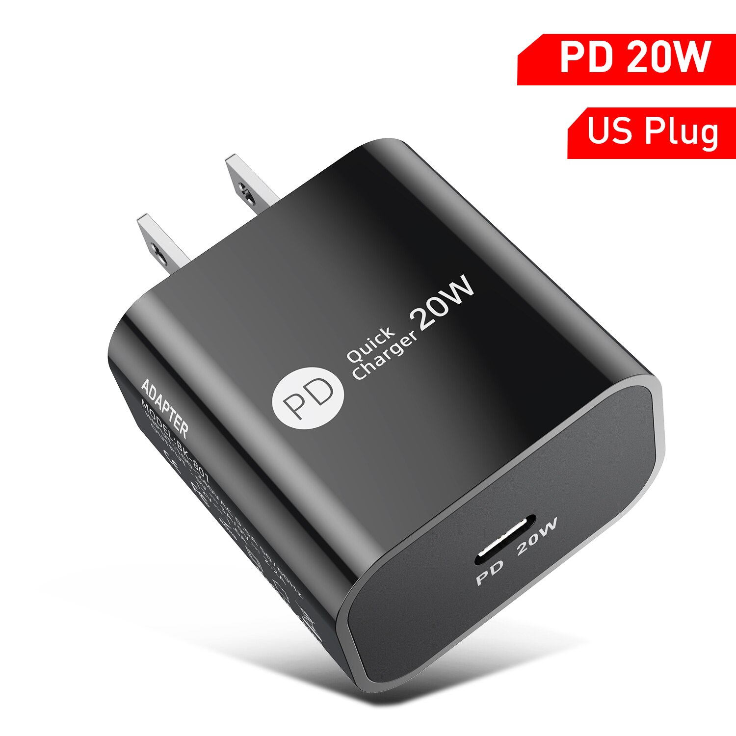 20w usb c carregador 20w para iphone 12 pro max tipo c pd 20w carregamento rápido carregador de telefone portátil para iphone 11 12 pro max: US Black