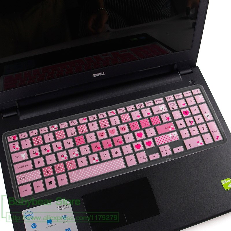 15.6 inch laptop keyboard cover skin for Dell Inspiron 15 5000 series 5545 5547 5548 5555 5558 5559 5566 5567 5577 i5545 i5547: cartoonpink