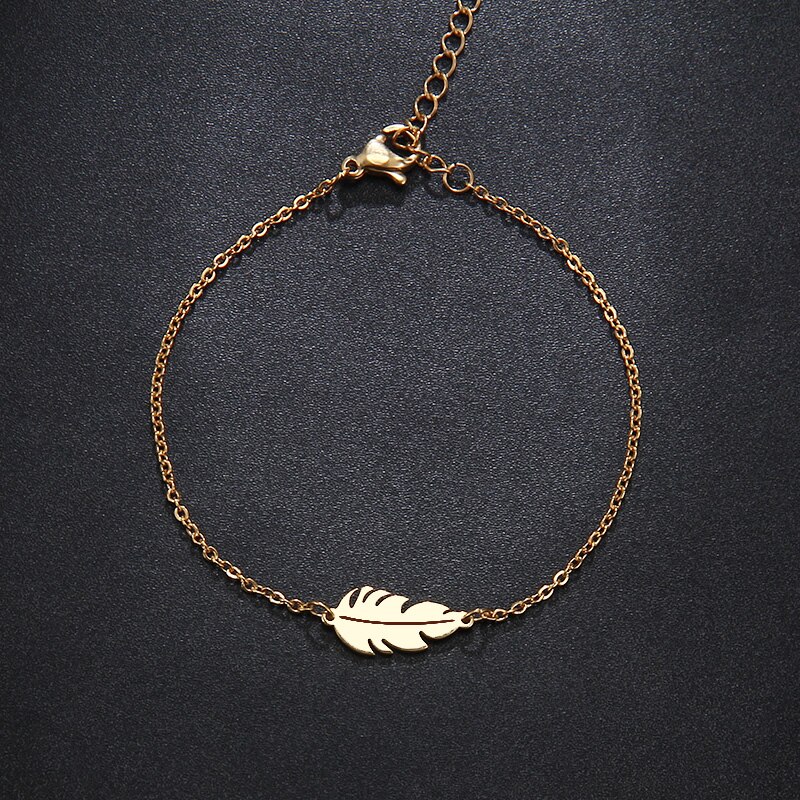 V -252 rustfrit stål armbånd til kvinder fjer mand guld og rosa guld farve pulseira feminina elskers forlovelses smykker