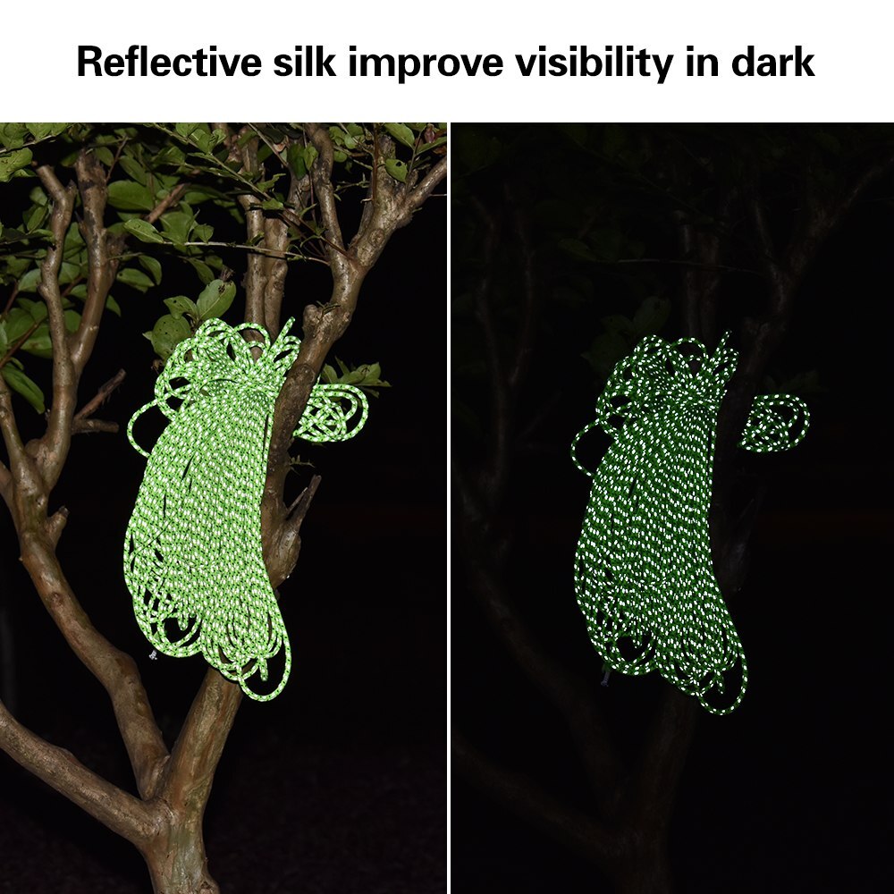 50m reflekterende tau paracord 2.5/4mm diameter reflekterende streng vindtett telttau til campingtelt fortelt utendørs utstyrssnor