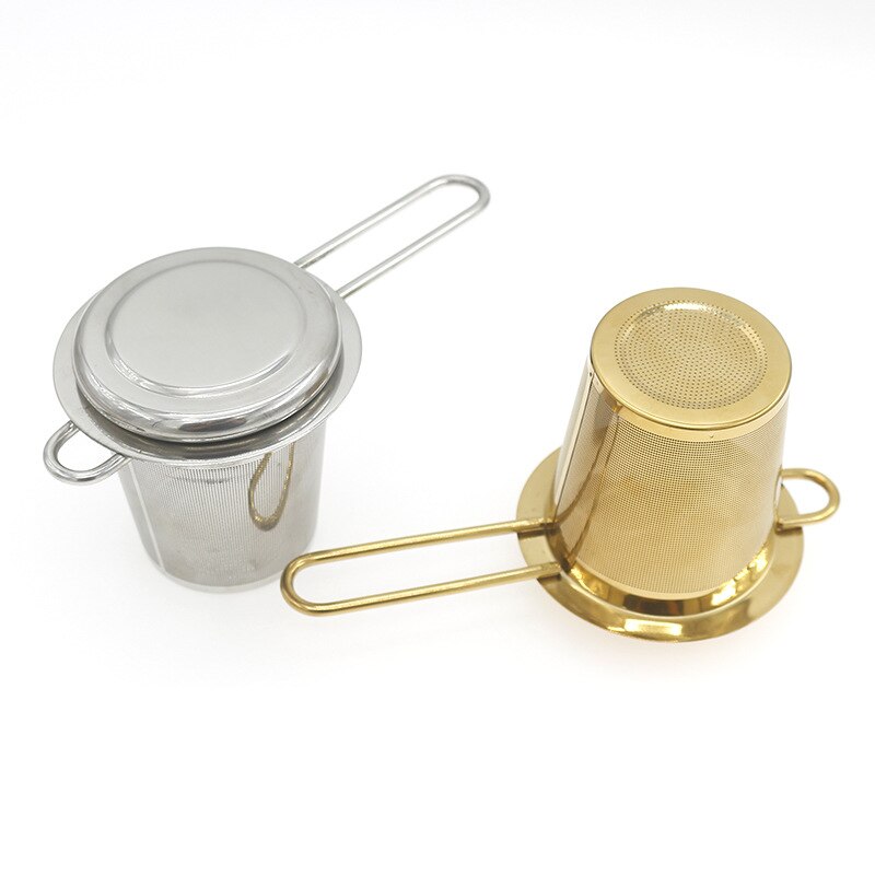 Stainless Steel Mesh Tea Infuser Reusable Tea Strainer Teapot Loose Tea Leaf Spice Filter Folding Handle Drinkware Kitchen Tool