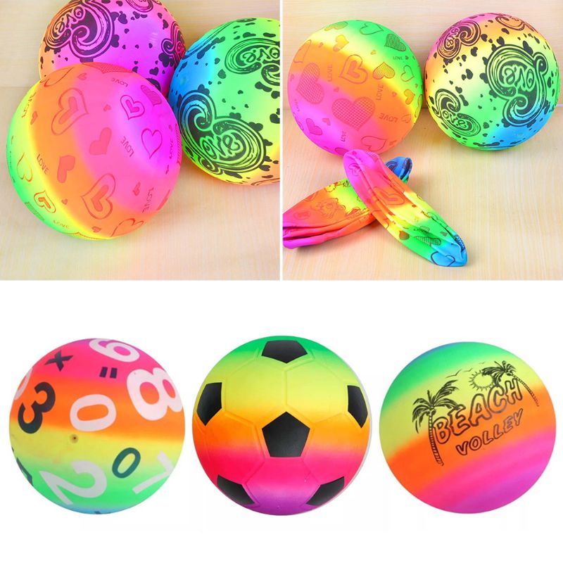 10pcs/set Children Summer Inflatable Beach Balls Kids Outdoor Indoor Swimming Pool Garden Soft Rainbow Volleyball Child