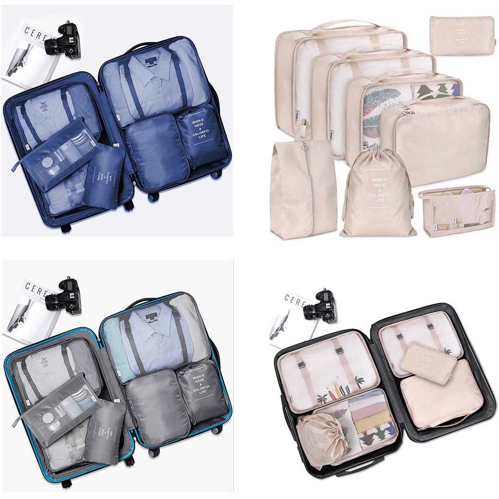 8 Stks/set Reistas Voor Kleding Functionele Reizen Accessoires Bagage Organizer Hoge Capaciteit Mesh Verpakking Cubes Waterdicht