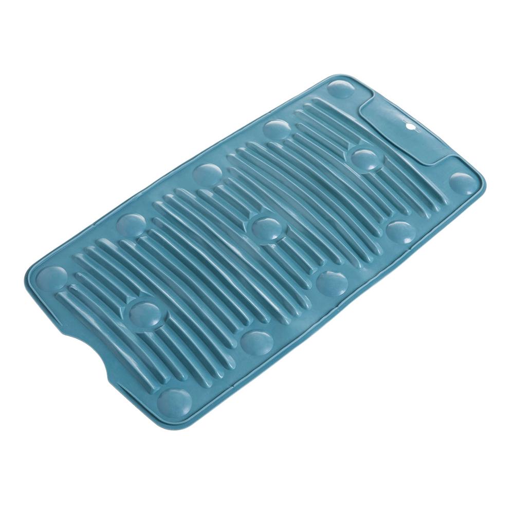 Silicone Clothes Washing Board Thicken Folding Washboard Bathroom Kid Clothes Cleaning Laundry Scrubbing Anti-skid Save Space: Blue