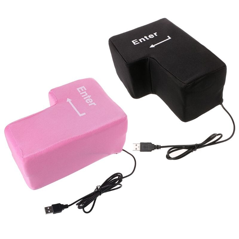 USB Big Enter Key Decompression Large Enter Key Computer Vent Button Desktop Pillow for Programmer Stress Relief Gadget