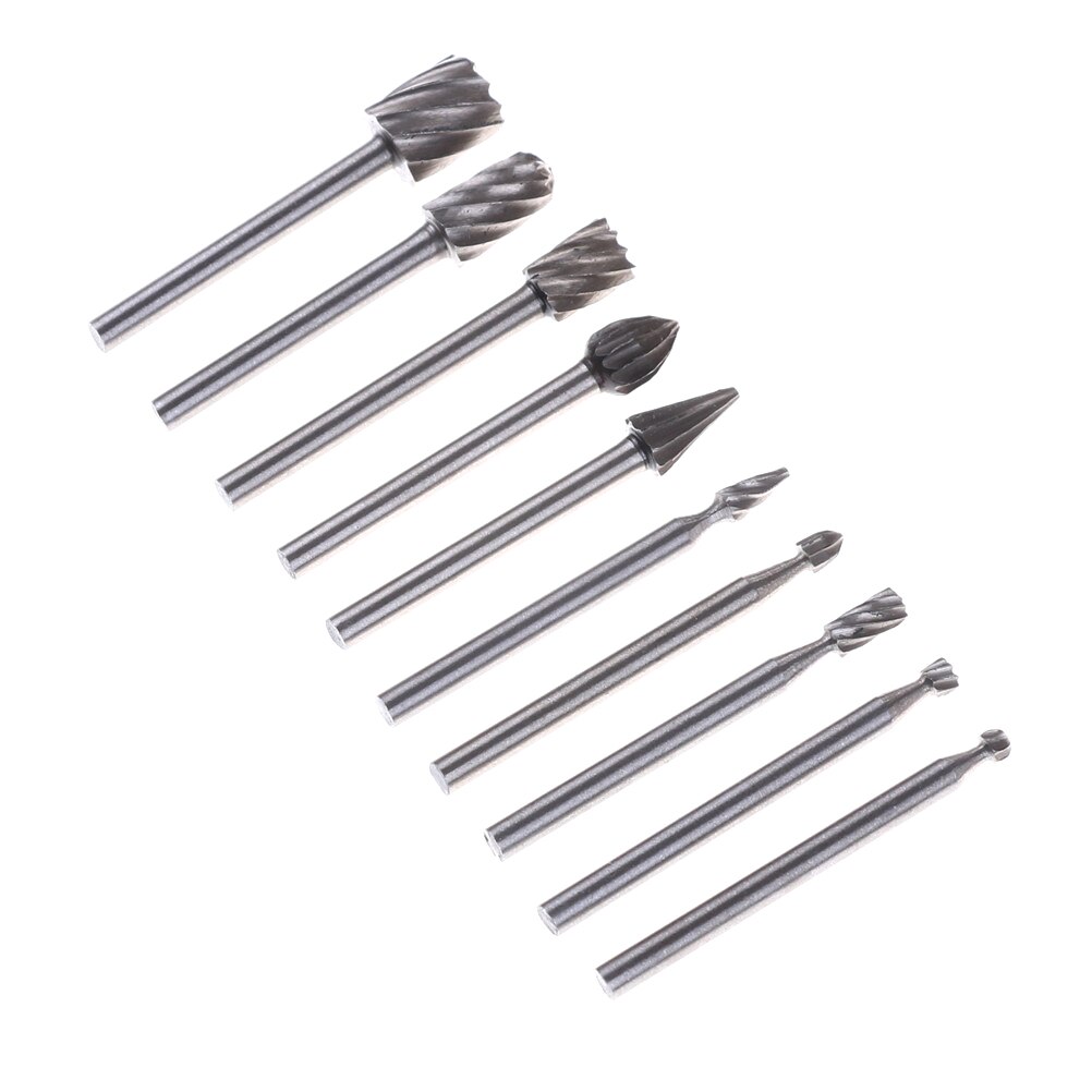 10 Pcs 3 Mm Bramen Hout Roterende Braam Molen Cutter Boor Grinder Carving Voor Diy Hout Steen Metalen wortel Carvingtools