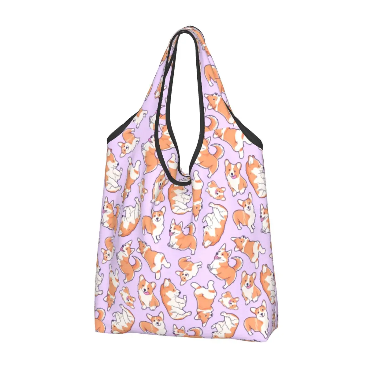 Recycling Coffee Welsh Corgis Dog Shopping Bag Women Tote Bag Portable Grocery Shopper Bags: CAMOUFLAGE