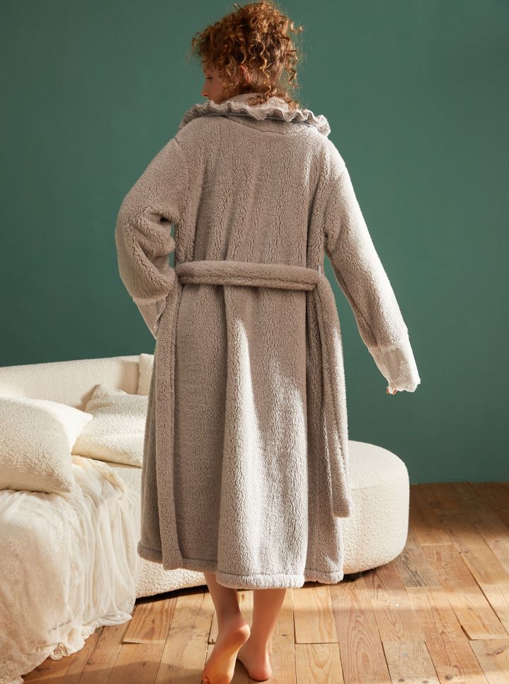 Camisón de terciopelo para mujer, ropa de dormir, color rosa y gris, para invierno