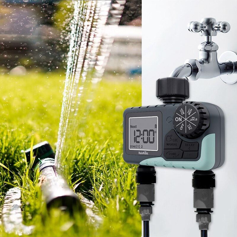 RAINPOINT Digital Sprinkler Timer Garden IP54 Hose Faucet Water Irrigation Tap Timer Rain Delay Manual Automatic Watering System