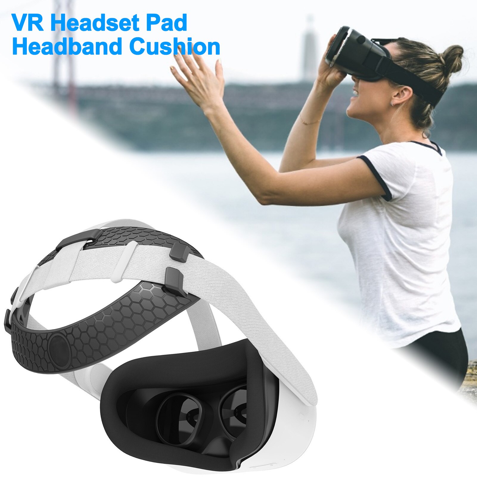 VR Headset Pad for Oculus Quest 2 - Soft Rubber Headband Cushion - Reduces Head Pressure - VR Accessories