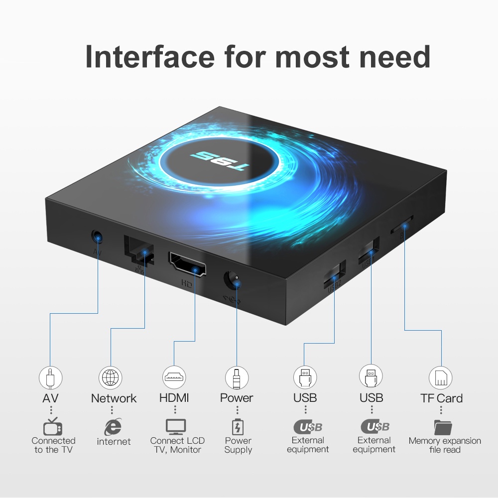 T95 Android 10 Smart TV Box, 6K, HD, Set Top, suporta vários vídeos, formatos, multimídia, PK X96 Plus, 128GB, 4G, 5G, WiFi, BT 5.0: Dourado