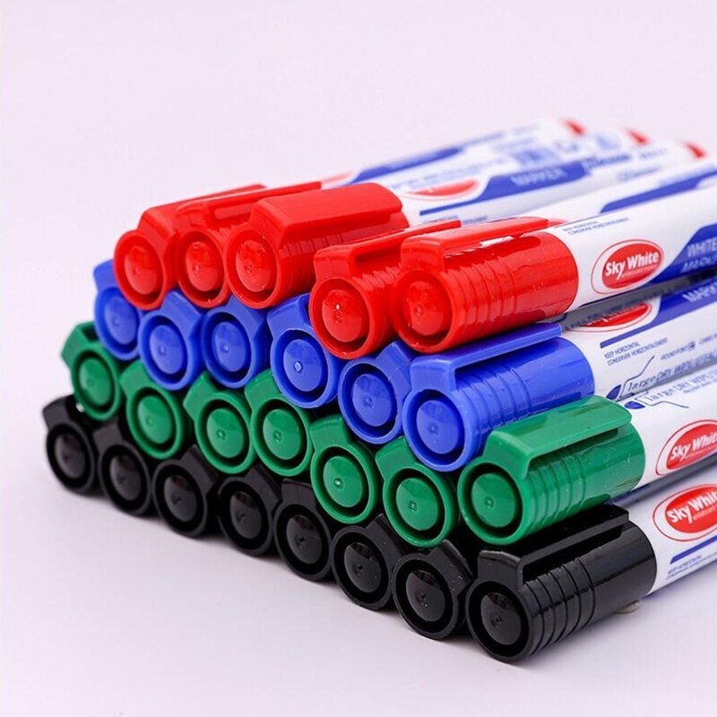 12Pcs Erasable Thick Head Refillable Non Toxic Liquid Ink Whiteboard Marker Pen C90C