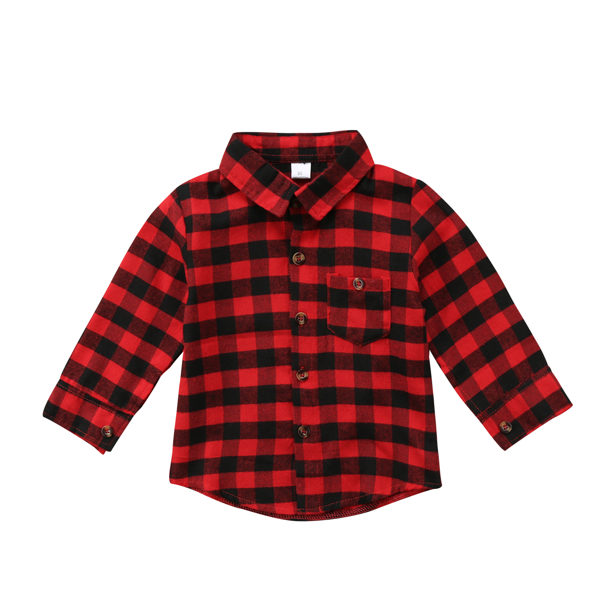 Camiseta a cuadros negra y roja para niño, camisa de manga larga para niño, jerséis, Tops de talla 2-7: 7 años