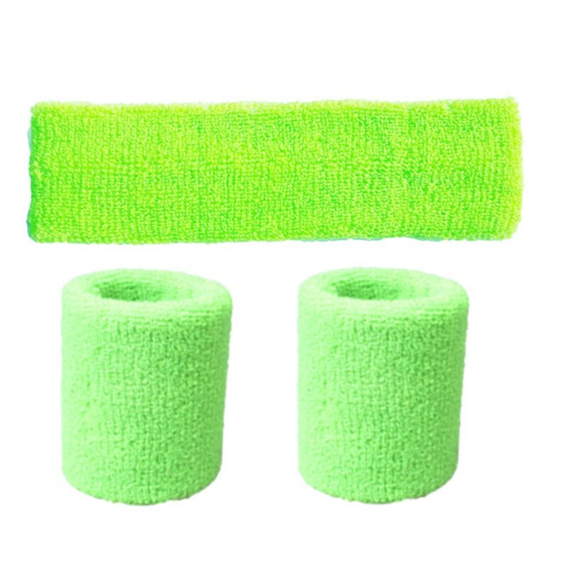 3 pz/set Bande di Sport Cinturino Da Polso Fascia Braccialetti Testa da polso di Sicurezza Supporto Sweatbands per Basket Pallavolo Corsa e Jogging PALESTRA: Luce Verde